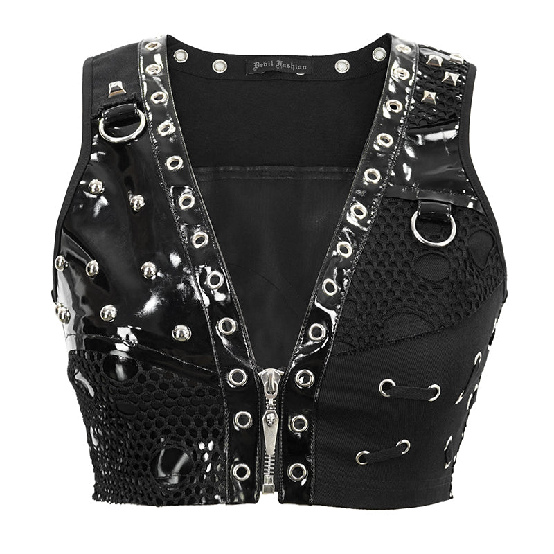 Mayhem Mini Cropped Vest Top by Devil Fashion