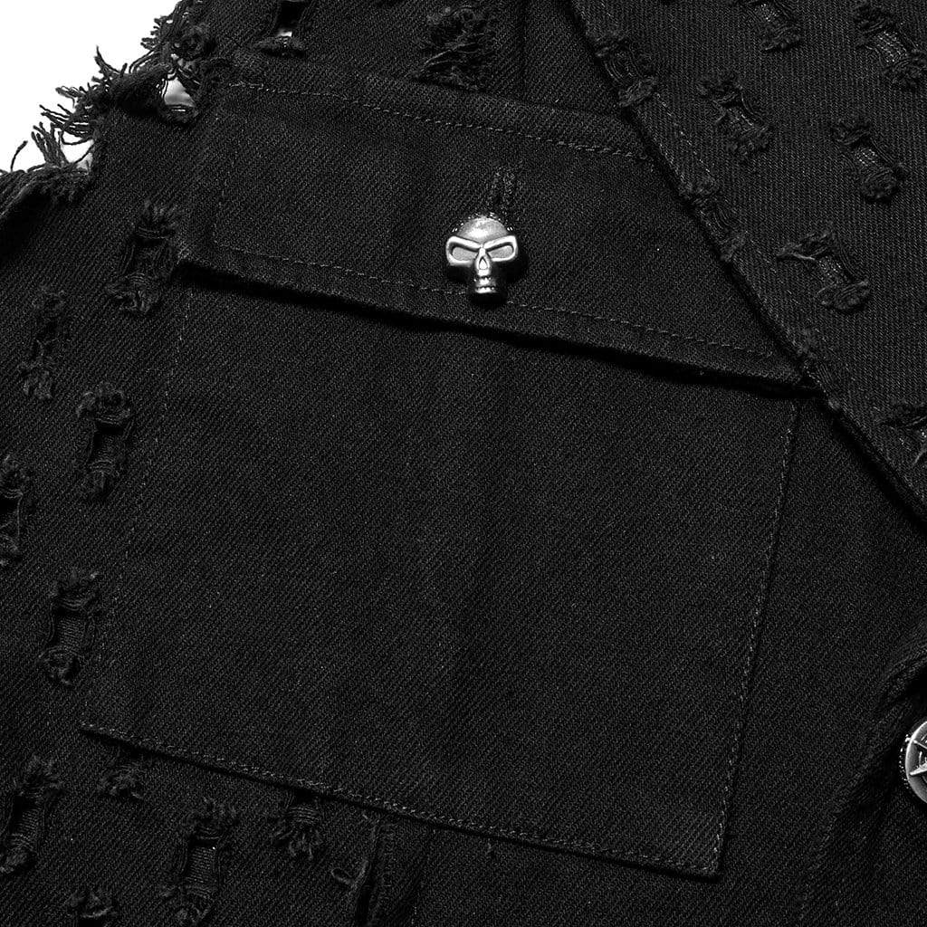 Death Metal Distressed Sleeveless Coat by Punk Rave