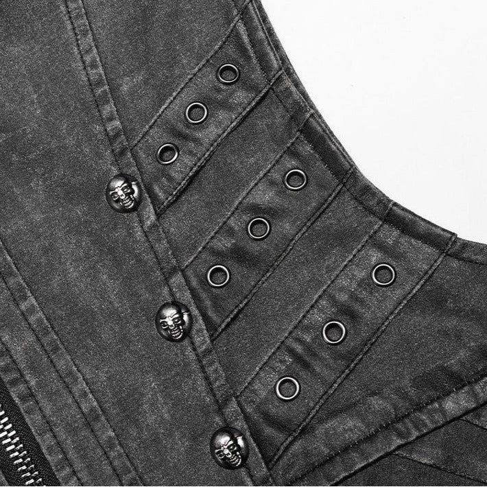 Sinister Gray Biker Punk Vest by Punk Rave