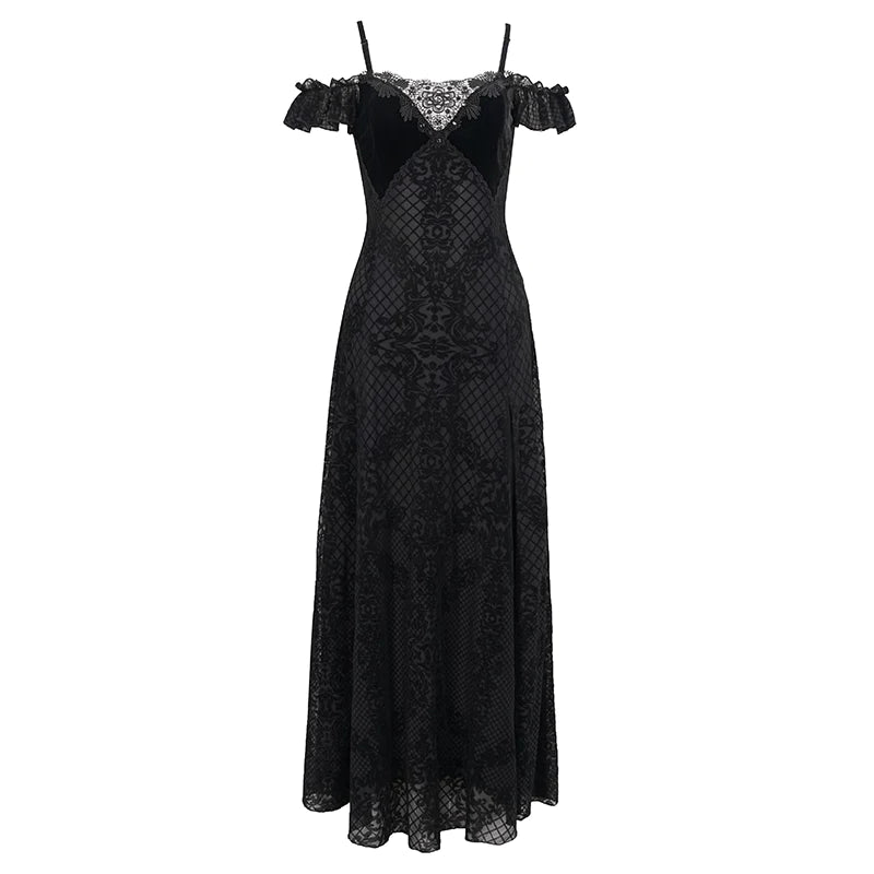 Funeral Bed of Dark Roses Off-the-shoulder Dress by Eva Lady