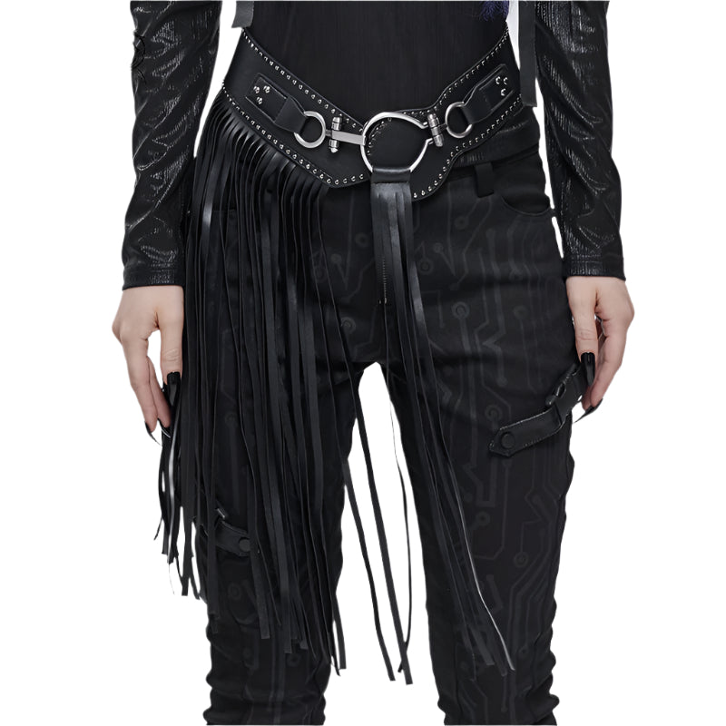 Gretchen Gothic Faux Leather Fringe Tassle Belt by Devil Fashion