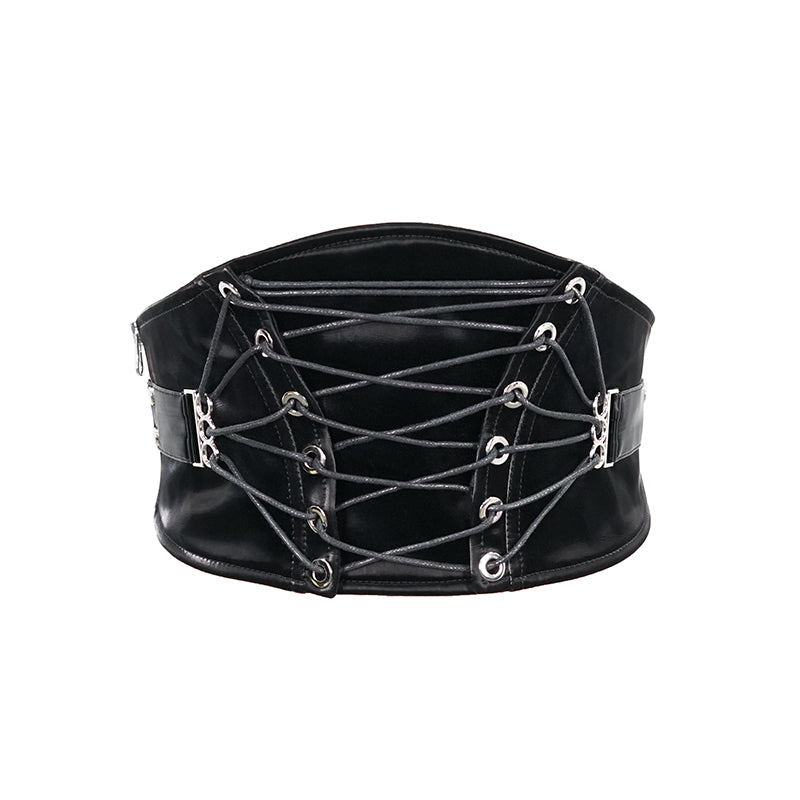 Gothic Harmony Faux Leather Corset Belt by Devil Fashion