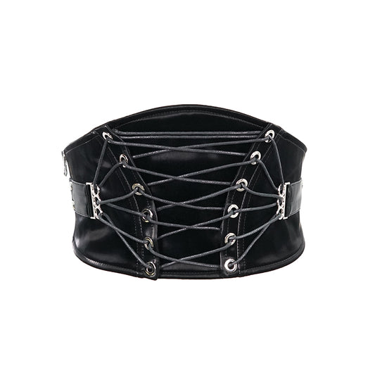 Gothic Harmony Faux Leather Corset Belt by Devil Fashion