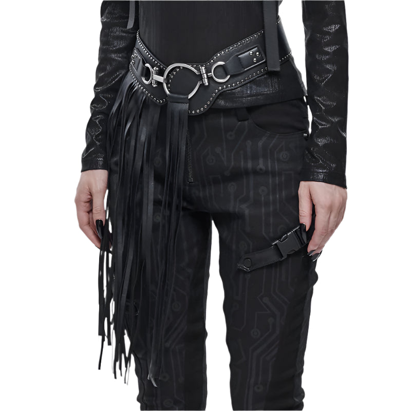 Gretchen Gothic Faux Leather Fringe Tassle Belt by Devil Fashion