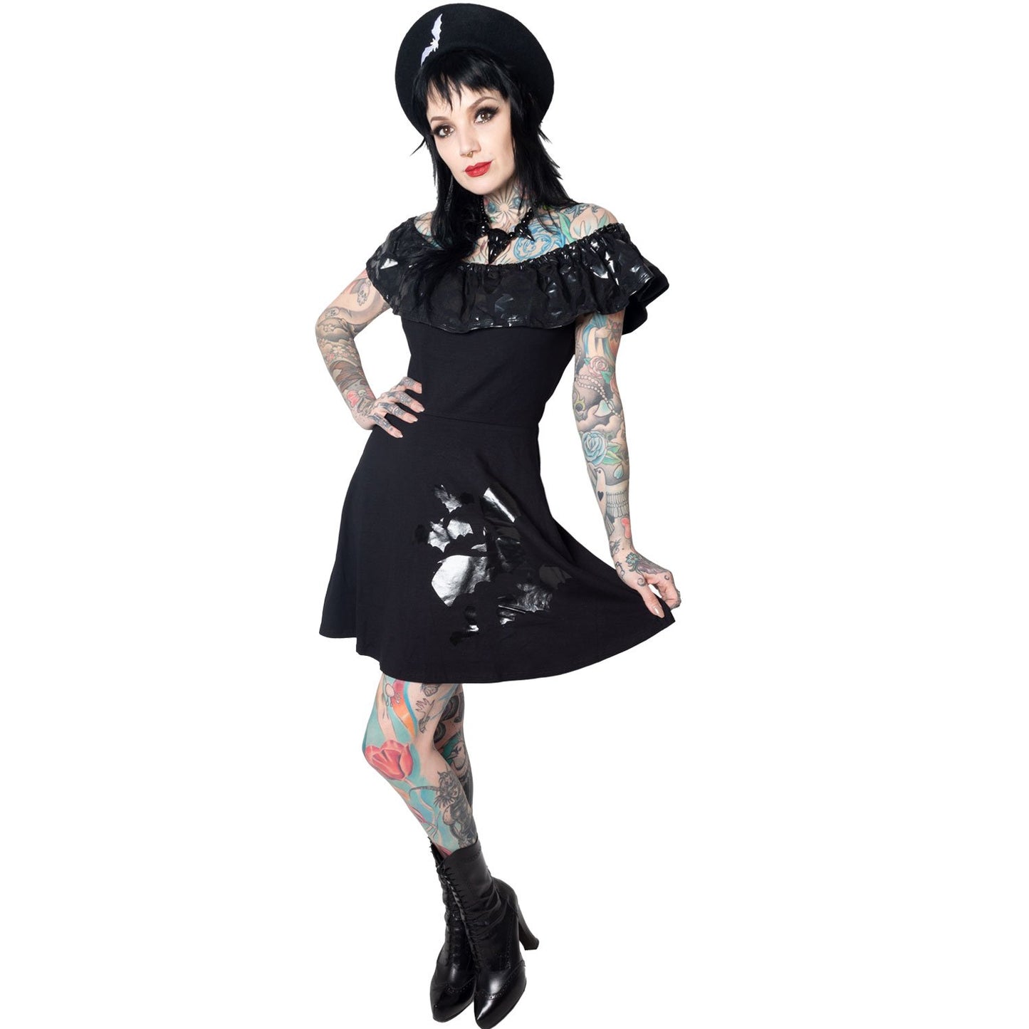 Ruffle Bat Black Dress by Kreepsville 666