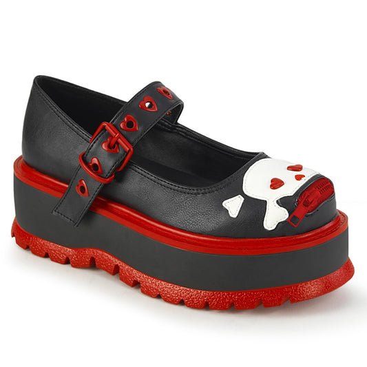 SLACKER-27 Skull Mary Jane Shoes by Demonia