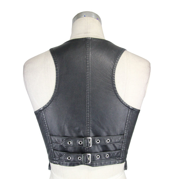 Reach For The Dead Faux Leather Vest Top by Devil Fashion