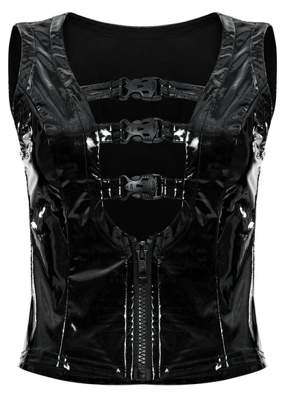 Erratic Affair PU Leather Top by Punk Rave