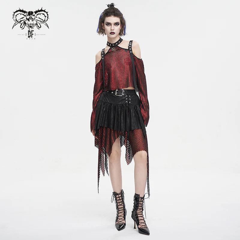 Fairy Goth Asymmetric Black & Red Skirt by Devil Fashion