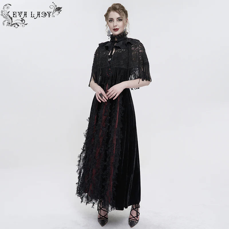 Mortem Gothic Lace Fringe Shawl Top by Eva Lady