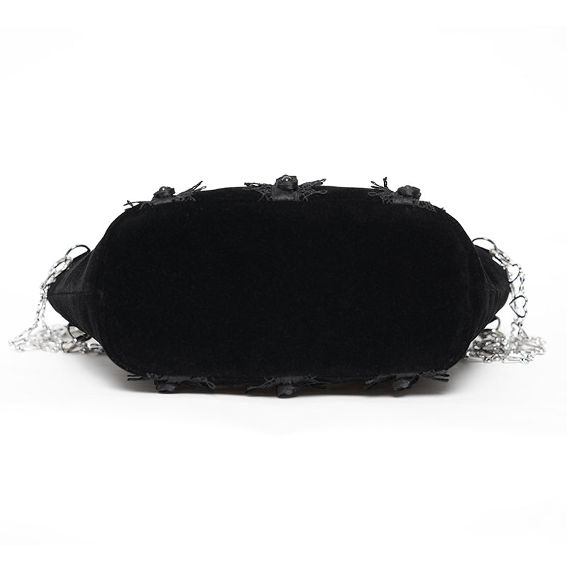 Black Roses Gothic Velvet Purse Bag by Eva Lady