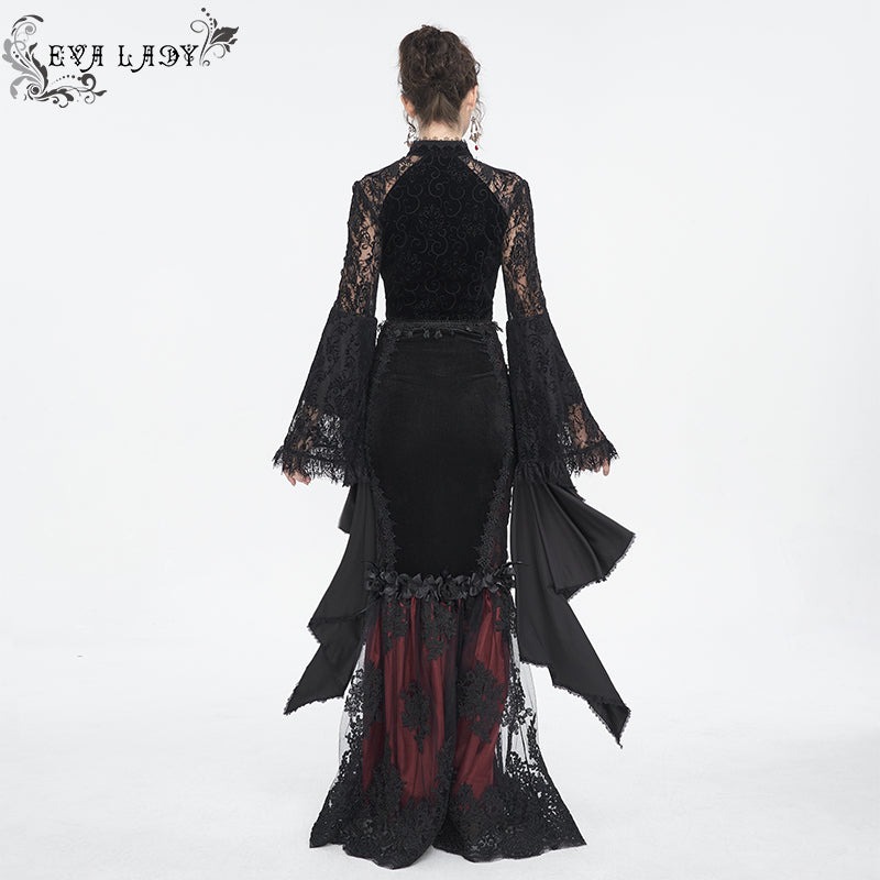 Weeping Beauty Lace Bell Sleeve Gothic Cropped Jacket Top by Eva Lady