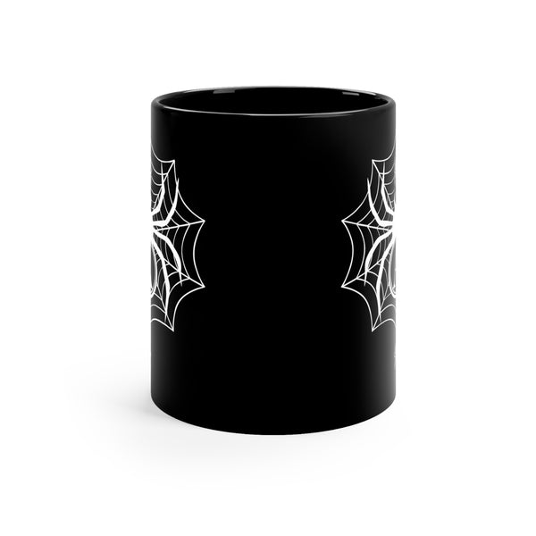 Personalized Letter Big Spiderweb 11 oz. Black Mug by The Dark Side of Fashion