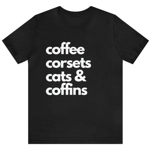 Coffee Corsets Cats & Coffins Top by The Dark Side of Fashion