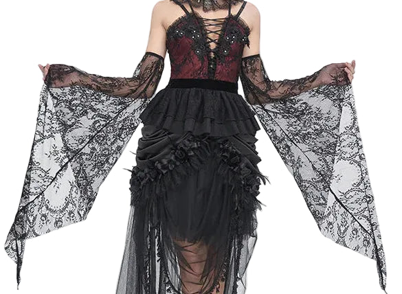 Ravishing Ruby Lace Sleeve Corset Top by Eva Lady