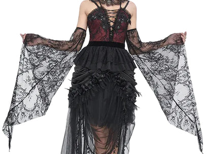 Ravishing Ruby Lace Sleeve Corset Top by Eva Lady