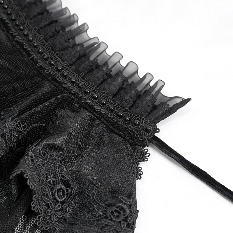 Mortem Gothic Lace Fringe Shawl Top by Eva Lady