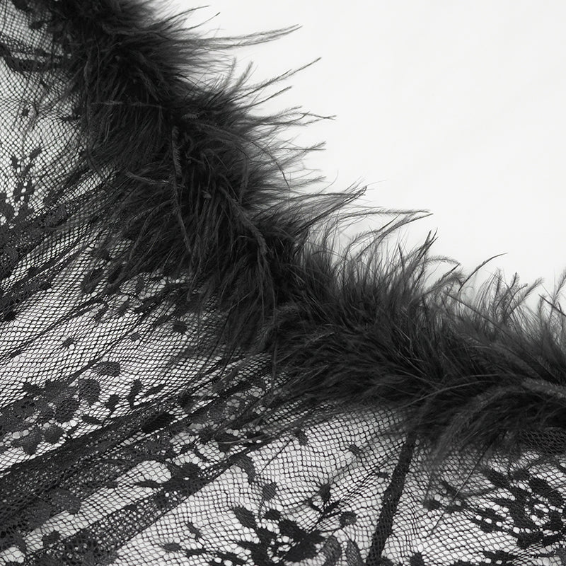 Queen Gothic Feather Lace Shawl Top by Eva Lady