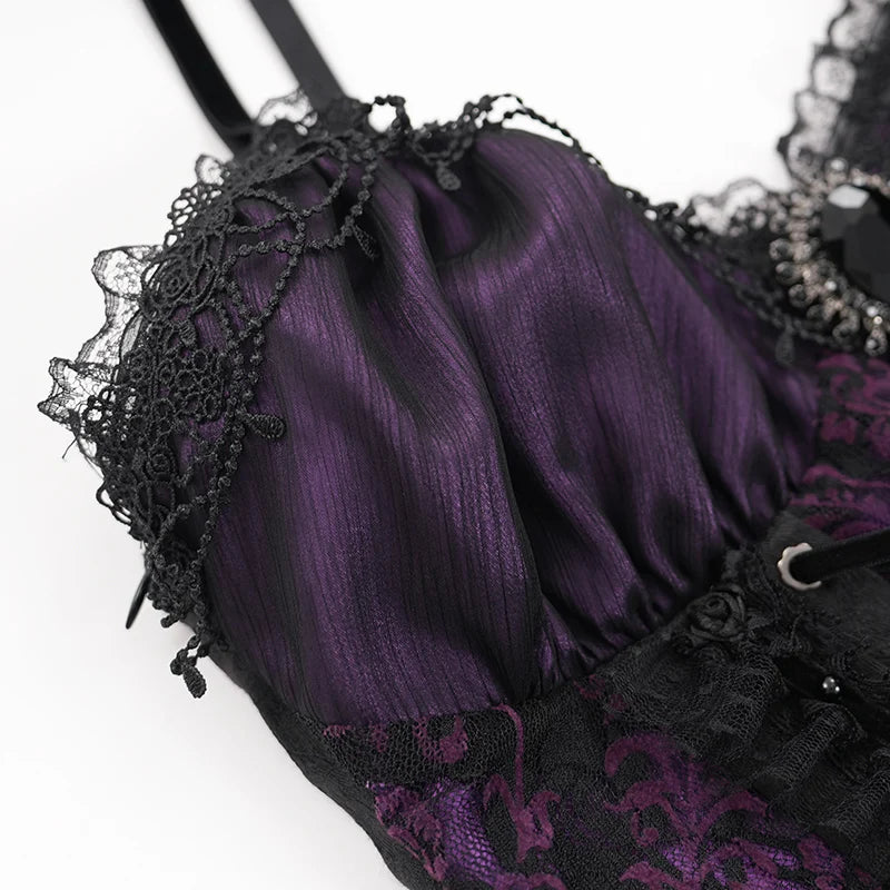 Thorne Gothic Rose Purple Corset Top by Eva Lady