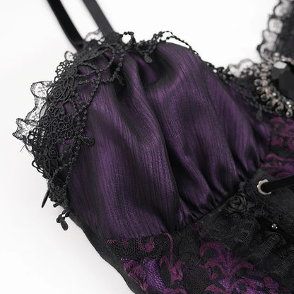 Thorne Gothic Rose Purple Corset Top by Eva Lady