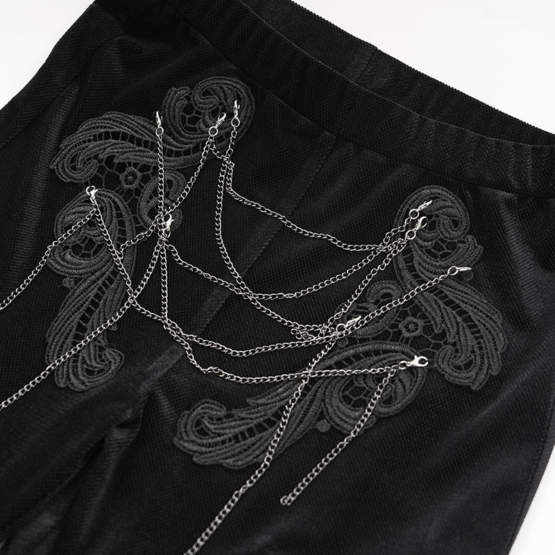 Audrina Gothic Velvet Mesh Bell Bottom Pants by Eva Lady