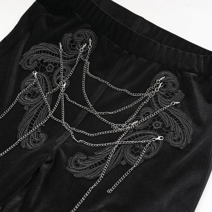 Audrina Gothic Velvet Mesh Bell Bottom Pants by Eva Lady