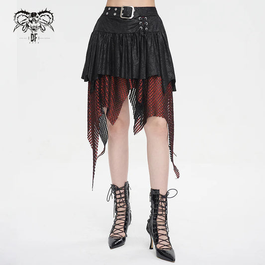 Fairy Goth Asymmetric Black & Red Skirt by Devil Fashion
