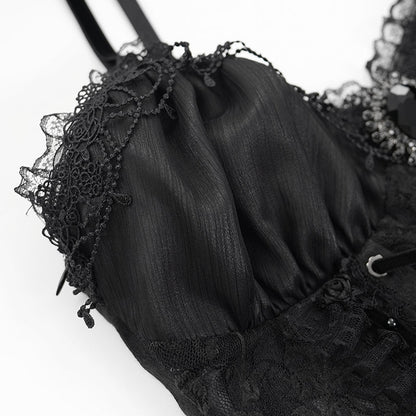 Thorne Gothic Rose Black Corset Top by Eva Lady