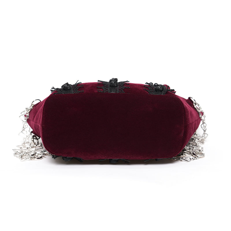 Red Roses Gothic Velvet Purse Bag by Eva Lady