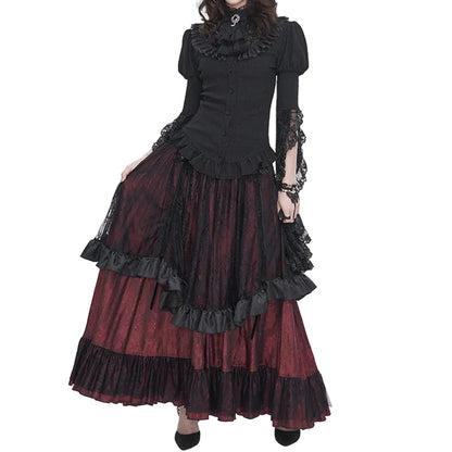 Cullen Red Gothic High Waist Skirt by Devil Fashion
