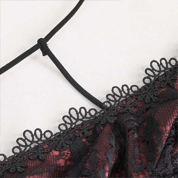 Crimson Calligraphy Lace Dress by Devil Fashion