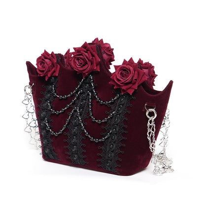 Red Roses Gothic Velvet Purse Bag by Eva Lady