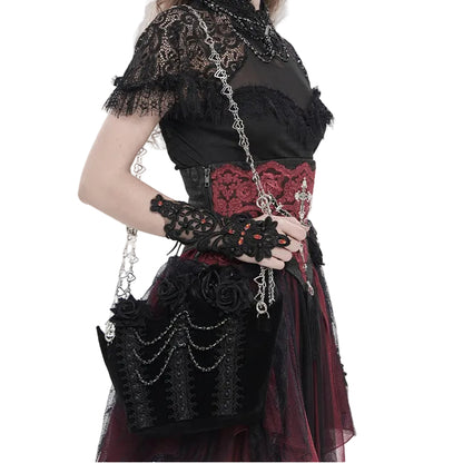 Black Roses Gothic Velvet Purse Bag by Eva Lady
