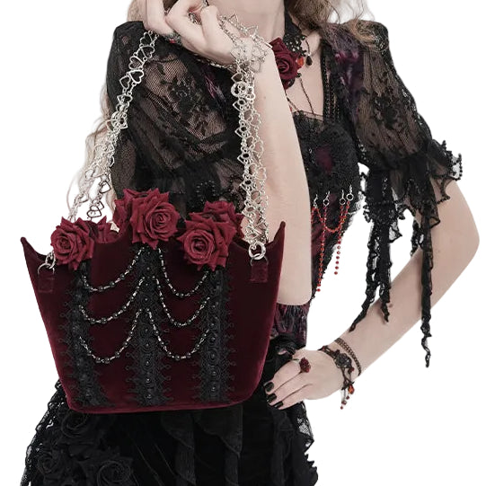 Red Roses Gothic Velvet Purse Bag by Eva Lady