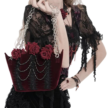 Red Roses Gothic Velvet Purse Bag by Eva Lady