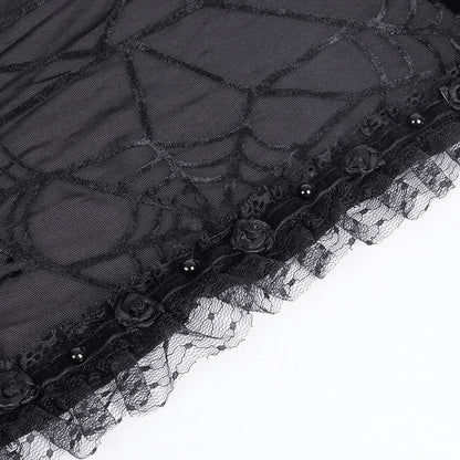 Athelina Gothic Spider Web Hooded Shawl Top by Devil Fashion