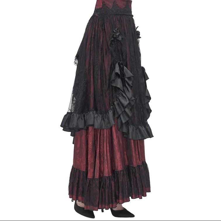 Cullen Red Gothic High Waist Skirt by Devil Fashion