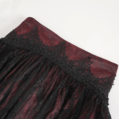 Cullen Red Gothic High Waist Skirt by Devil Fashion