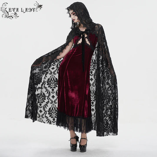 Eveline Gothic Lace Hooded Cape by Eva Lady