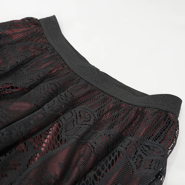 Dark Delights Gothic Lace Red Skirt by Devil Fashion