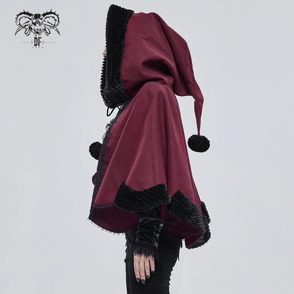 Thorns Of A Rose Gothic Black Faux Fur Shawl Cape by Devil Fashion
