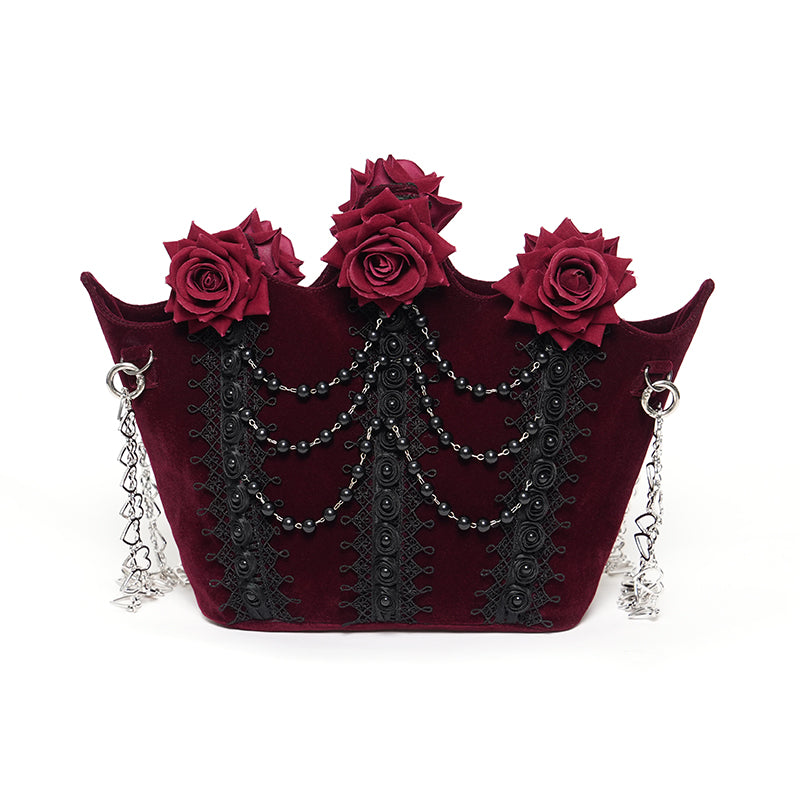 Red Roses Gothic Velvet Purse Bag by Eva Lady