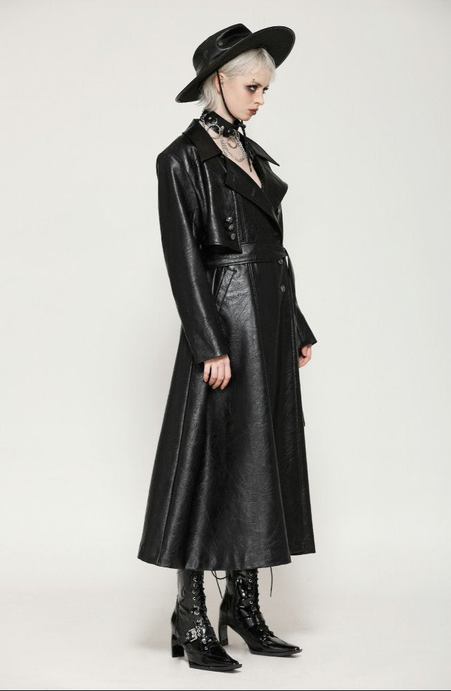 Rosalie Gothic Faux Leather Trench Coat by Dark In Love