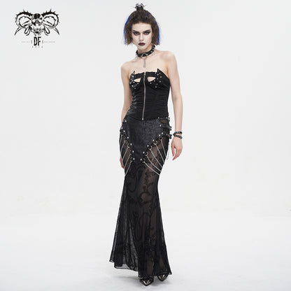 Lucretia Gothic Mesh Chain Skirt by Devil Fashion