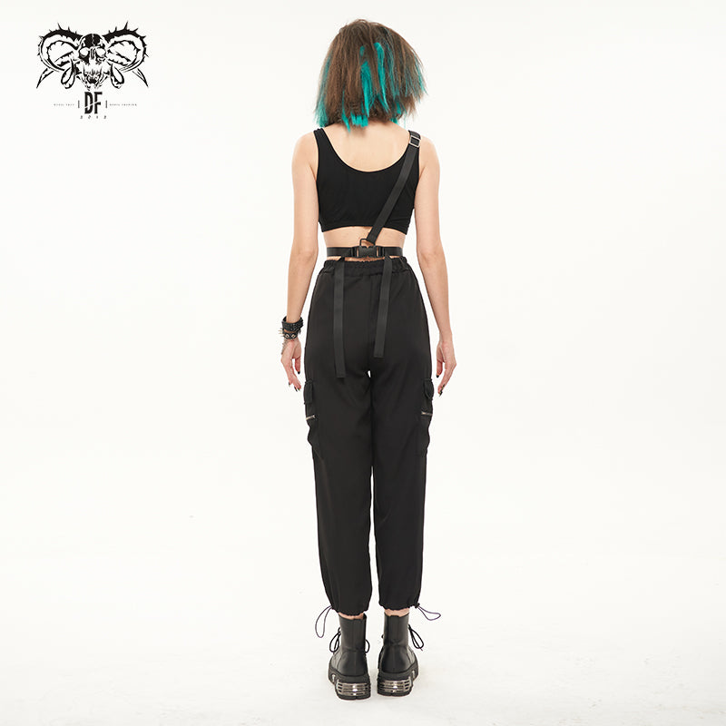 Hailey Half Suspender Overall Cargo Pants by Devil Fashion