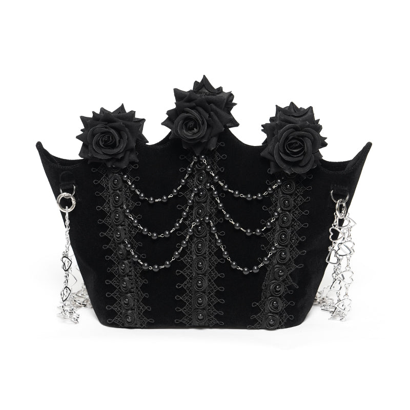 Black Roses Gothic Velvet Purse Bag by Eva Lady