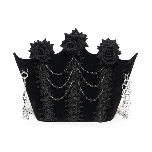 Black Roses Gothic Velvet Purse Bag by Eva Lady