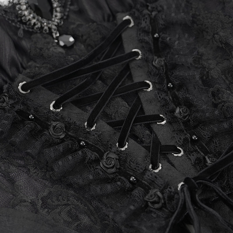 Thorne Gothic Rose Black Corset Top by Eva Lady