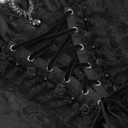 Thorne Gothic Rose Black Corset Top by Eva Lady