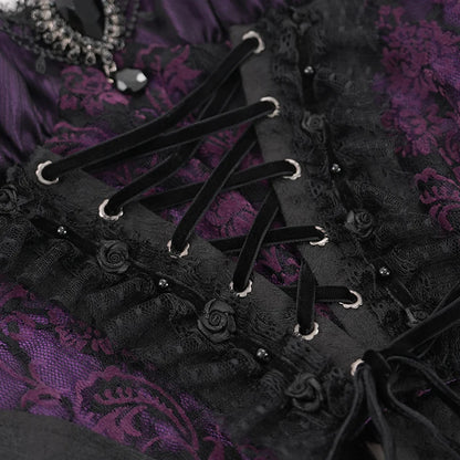 Thorne Gothic Rose Purple Corset Top by Eva Lady